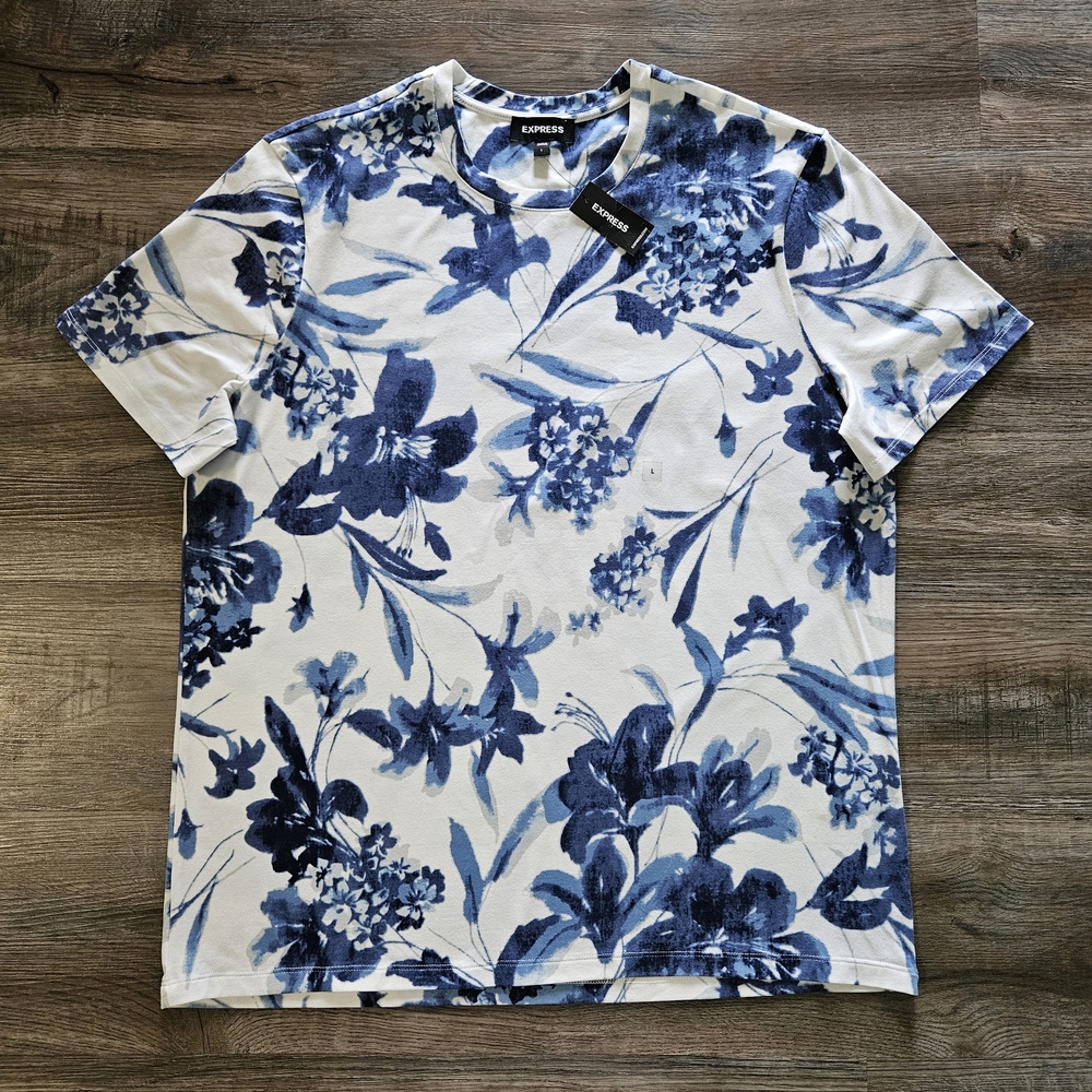 Express Blue Floral Men's Shirt